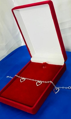 Pulseira Corações Vazados 19cm - Prata 925 - comprar online