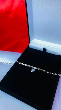 Pulseira De Olho Grego Modelo Coração 19cm - Prata 925 na internet