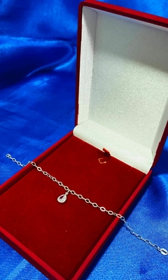 Pulseira Gota Transparente 19cm - Prata 925