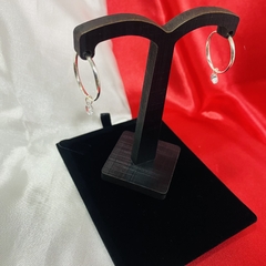 Argola P Com Ponto de Luz - Prata 925
