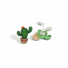 Aretes Cactus, tipo broquel, pintados a mano - comprar en línea