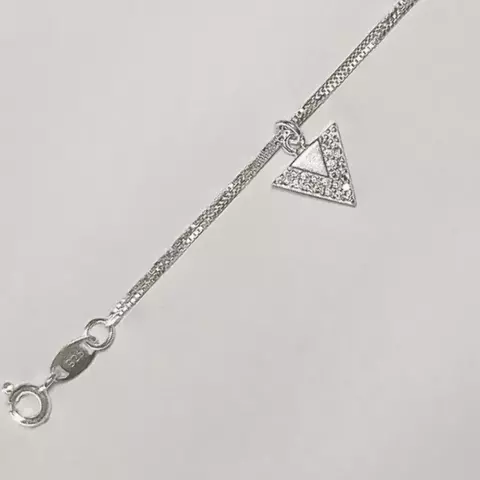 Pulseira Prata 925  Dupla Triângulo Cravejado - amoranel	