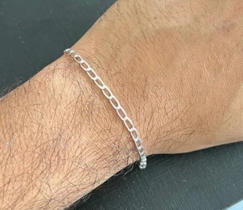 Pulseira masculina grumet longa 3MM em Prata 925
