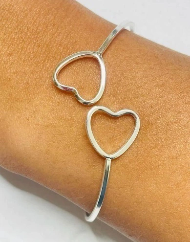 Bracelete dois corações em Prata 925