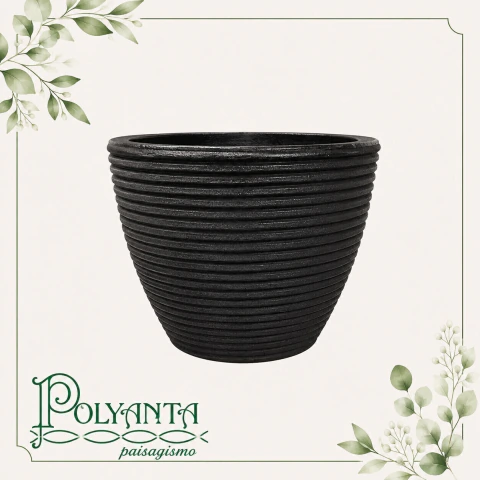 Vaso Cone Baixo 22 Riscato Preto Absoluto