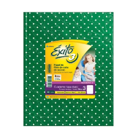 ÉXITO CUADERNO N3 VERDE OSCURO LUNARES 48 HOJAS RAYADAS - 9079