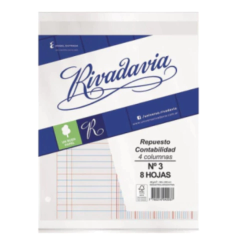 Repuesto 4 columnas contabilidad Rivadavia - 2037