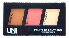 Paleta Trio Contorno Iluminador Blush UNI Makeup