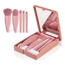 Mini conjunto de pincéis de maquiagem, pincéis de maquiagem para viagem com espelho