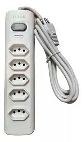 Régua Elétrica Filtro De Linha 4 Tomadas Branco Tripolar Extensão 2M