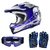 Casco SLMOTO para Niños Calavera Azul + Gafas y Guantes