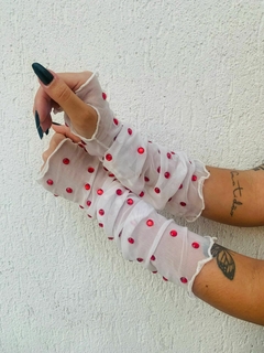 Luva Gatsby Branca com Cristal Vermelho - comprar online
