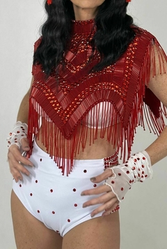 Luva Gatsby Branca com Cristal Vermelho - GYPSY LIFE 