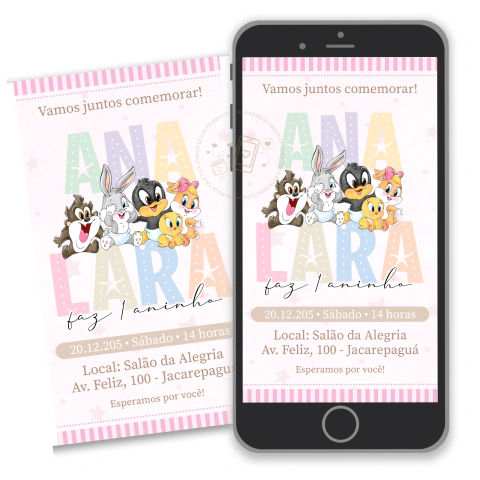 CONVITE DIGITAL LOONEY TUNES - comprar online