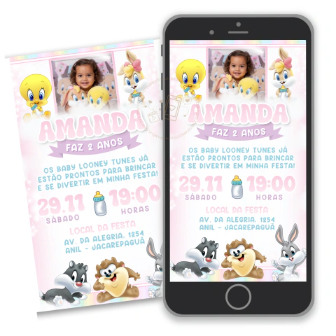CONVITE DIGITAL LOONEY TUNES - comprar online