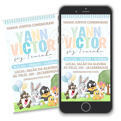 CONVITE DIGITAL LOONEY TUNES - comprar online