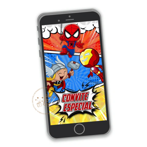 CONVITE ANIMADO VERTICAL VINGADORES - comprar online