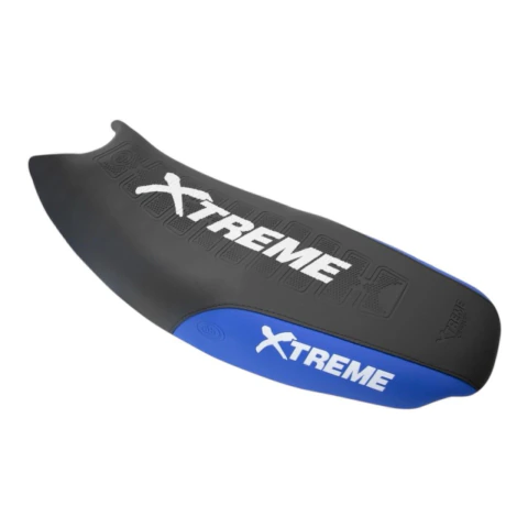 TAPIZADO PREMIUM ZANELLA RX 150 / HONDA FAN NEGRA LATERAL AZUL LOGO XTREME