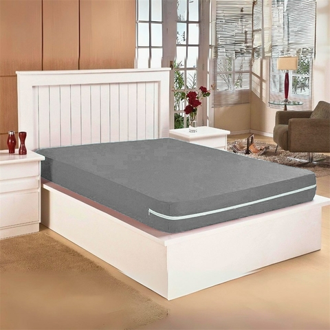 Capa Protetora para Colchão Casal Malha Gel Realce Cinza