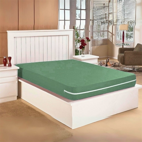 Capa Protetora para Colchão Casal Malha Gel Realce Verde Militar