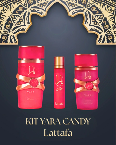 Kit Yara Candy - Lattafa - EDP - Perfume 100 Ml + Hair Mist 50 Ml e Travel Spray 12 Ml