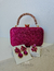 Conjunto de Brincos e Anel Regulável + Clutch Alça Brilho Fúcsia