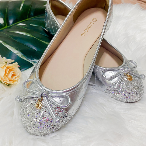 Sapatilha Copenhague Luxo com Glitter Prata | DUMOND