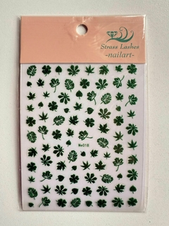 Sticker hojas verdes con glitter