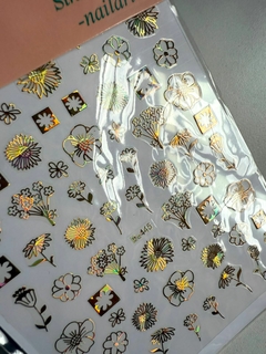 Sticker flores doradas