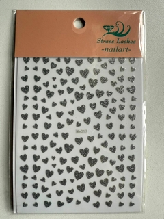 Sticker corazones plateados con glitter