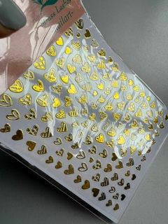Sticker corazones plateados y dorados - comprar online