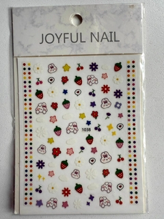 Sticker frutillas flores puntos conejos