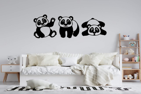 Bebês Pandas em Mdf