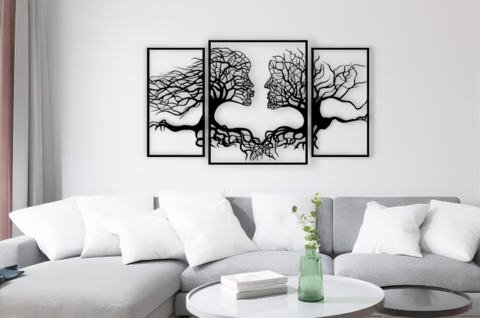 Trio de Quadro Vazado: Casal Raizes