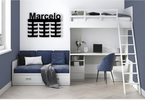 Porta Medalhas - com Nome Personalizado - com 24 Ganchos