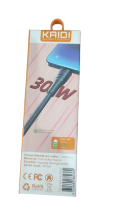 Imagem do Cabo Carregamento Reforçado Kaidi KD - 351 30W