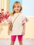 CONJUNTO BATA FLOR NA MANGA E BERMUDA CICLISTA ROSA - ANIMê - Sweet baby