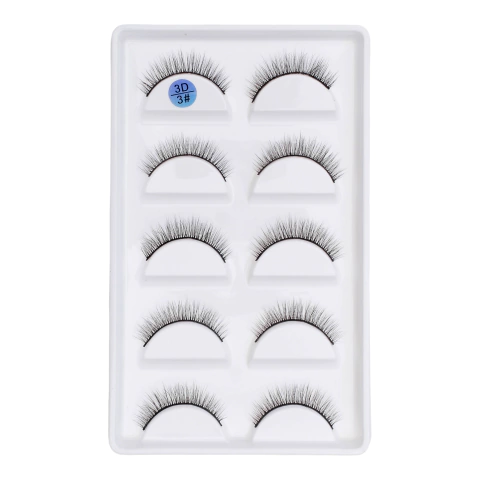 Cartela com 5 pares de cilios postiços naturais modelo - 3#