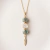 Pingente Pena com Quartzo Verde e Quartzo Cristal Natural Banhado a Ouro 18K - comprar online