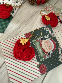 CHAVEIRO NATAL COM CARTÃO -KIT 10 UNIDADES - DELICATE STUDIO CRIATIVO