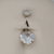 Umbigo aço zircônia pedra arredondada pvd gold A0546