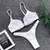 Mulheres Biquíni Tanga em Forma de V, Sexy Ribbed Swimwear, High Cut Swimsuit,