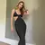 Vestido maxi criptográfico sem encosto feminino, cinta de espaguete, vestido de - Vitrine Shop - Utilidades