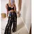 Conjunto de calças femininas sem mangas com estampa boho e perna larga, agasalh - loja online