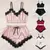 Conjunto de pijama feminino sexy, decotes em v, sem mangas, oco, cami top, roupa - comprar online