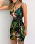 Imagem do Impressão tropical com decote em v envoltório vestido casual feminino sem mang
