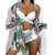 Biquínis sexy e conjunto de capas femininas, roupa de banho estampada, maiô de