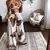 Conjunto de calças femininas sem mangas com estampa boho e perna larga, agasalh - Vitrine Shop - Utilidades