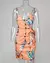 Impressão tropical com decote em v envoltório vestido casual feminino sem mang