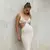 Vestido maxi criptográfico sem encosto feminino, cinta de espaguete, vestido de